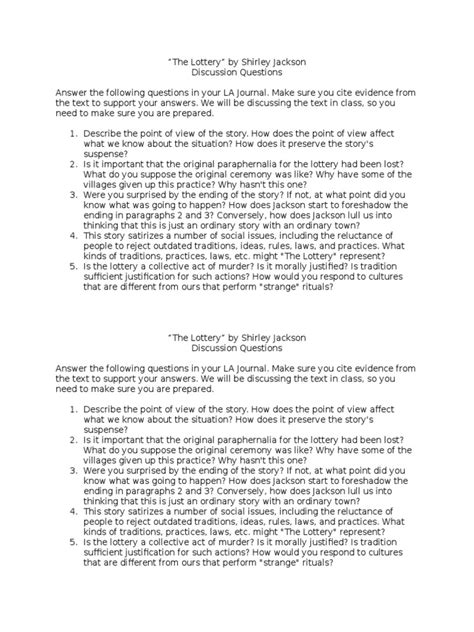 Lottery Discussion Questions .